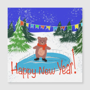 Funny bear Skaten Magnetkarte