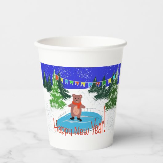 Funny bear Skaten Pappbecher (Vorderseite)