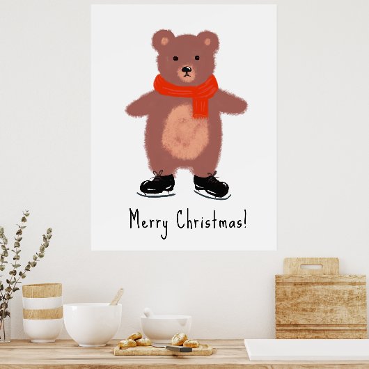 Funny bear Skaten Poster (Küche)