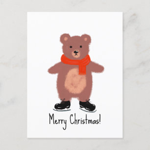 Funny bear Skaten Postkarte