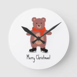 Funny bear Skaten Runde Wanduhr