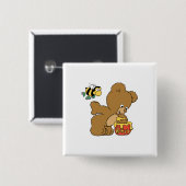 Funny Bear Sneaking Honey Button (Vorne & Hinten)