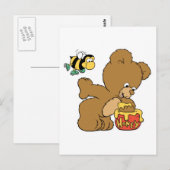 Funny Bear Sneaking Honey Postkarte (Vorne/Hinten)