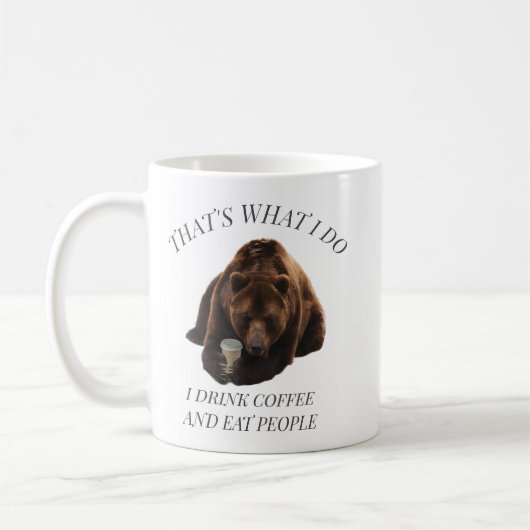 Funny Bear trinken Coffee Sprichwort Kaffeetasse (Links)