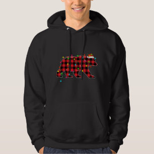 Funny Bear Weihnachtsbaum Rote Karierte Weihnachts Hoodie