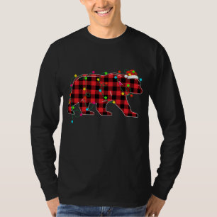 Funny Bear Weihnachtsbaum Rote Karierte Weihnachts T-Shirt