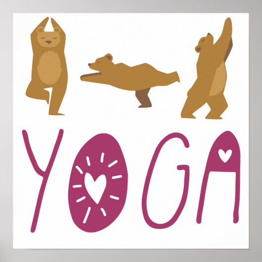 Funny Bear Yoga Posen Poster (Vorne)