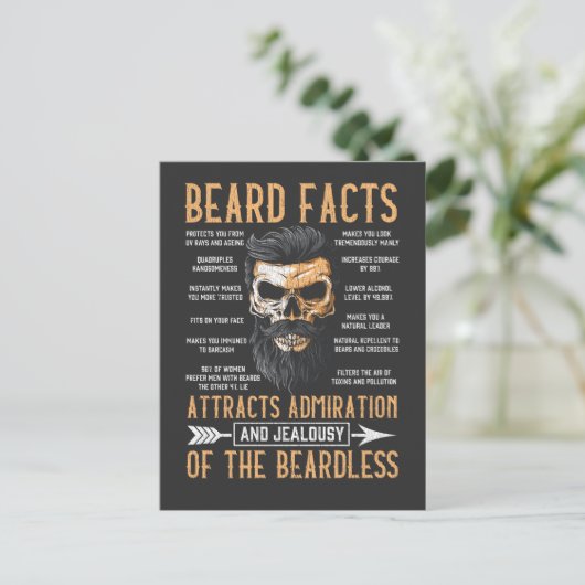 Funny Beard Facts Bartded Man Mustache Spaß Postkarte (Stehend Vorderseite)