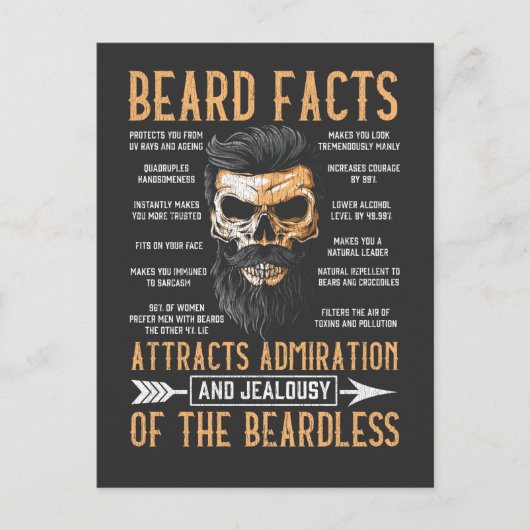 Funny Beard Facts Bartded Man Mustache Spaß Postkarte (Vorderseite)