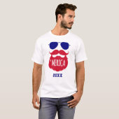 Funny Beard 'Merica Patriotic T-Shirt (Vorne ganz)