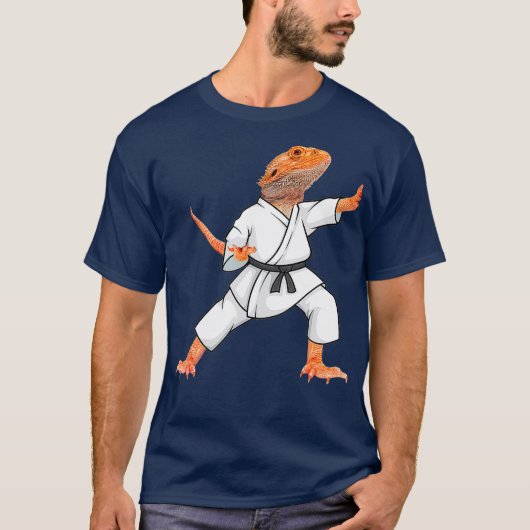 Funny Bearded Drachen tun Karate Samurai Ninja T-Shirt (Vorderseite)