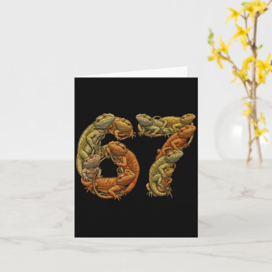 Funny Bearded Dragon 6 7 Meme Six Seven Beardzilla Karte (Gelbe Blume)