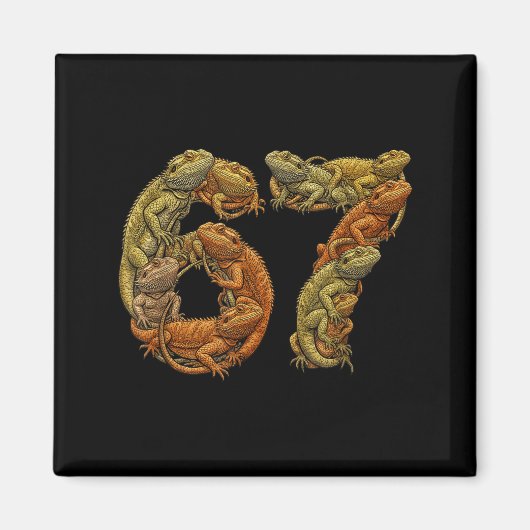 Funny Bearded Dragon 6 7 Meme Six Seven Beardzilla Magnet (Vorne)