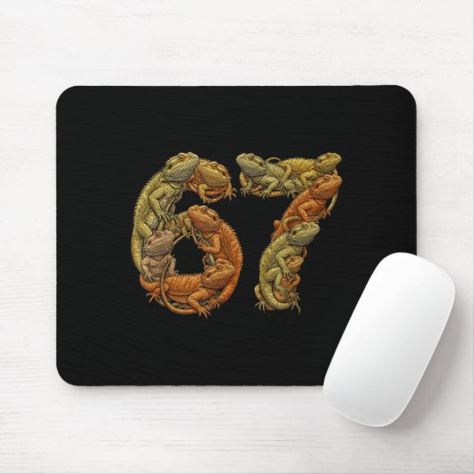 Funny Bearded Dragon 6 7 Meme Six Seven Beardzilla Mousepad (Mit Mouse)