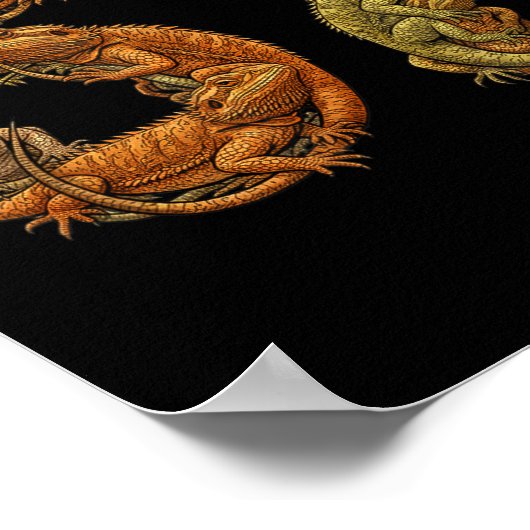 Funny Bearded Dragon 6 7 Meme Six Seven Beardzilla Poster (Ecke)