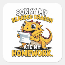 Funny Bearded Dragon Cute Reptile Lover Gift Quadratischer Aufkleber