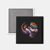 Funny Bearded Dragon High Kick Karate Samurai Ninj Magnet (Vorderseite/Rückseite)