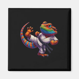 Funny Bearded Dragon High Kick Karate Samurai Ninj Magnet
