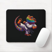 Funny Bearded Dragon High Kick Karate Samurai Ninj Mousepad (Mit Mouse)