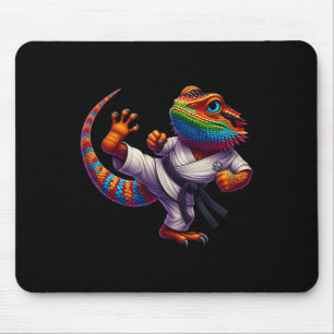 Funny Bearded Dragon High Kick Karate Samurai Ninj Mousepad