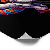 Funny Bearded Dragon High Kick Karate Samurai Ninj Poster (Ecke)