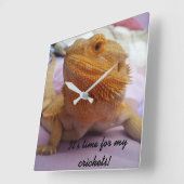 Funny Bearded Dragon Picture Design Quadratische Wanduhr (Winkel)