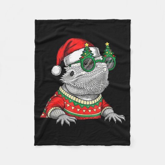 Funny Bearded Dragon Santa Hat Christmas  Fleecedecke (Vorderseite)