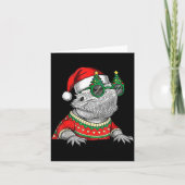 Funny Bearded Dragon Santa Hat Christmas Karte (Vorderseite)