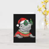Funny Bearded Dragon Santa Hat Christmas Karte (Gelbe Blume)