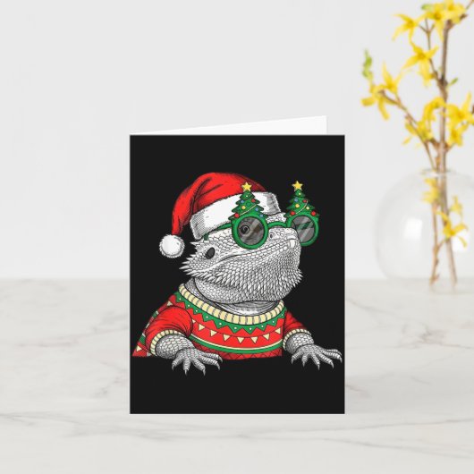 Funny Bearded Dragon Santa Hat Christmas Karte (Gelbe Blume)