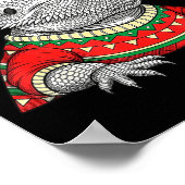 Funny Bearded Dragon Santa Hat Christmas  Poster (Ecke)