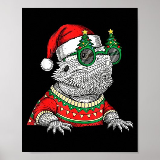 Funny Bearded Dragon Santa Hat Christmas  Poster (Vorne)