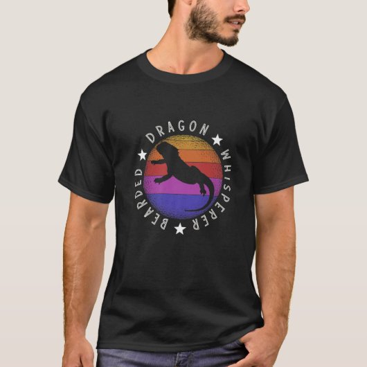 Funny Bearded Dragon Whisperer Retro Sunset Lizard T-Shirt (Vorderseite)