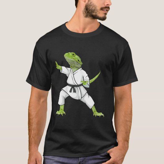 Funny Bearded Dragons Doing Karate Liebe Bartded T-Shirt (Vorderseite)