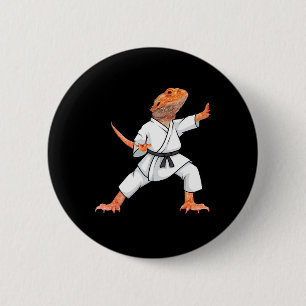 Funny Bearded Dragons Doing Karate Samurai Ninja L Button