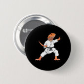 Funny Bearded Dragons Doing Karate Samurai Ninja L Button (Vorne & Hinten)
