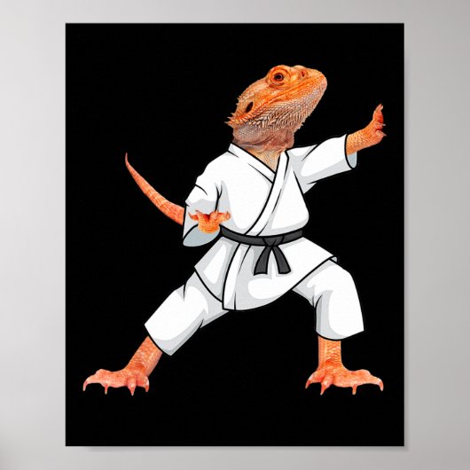 Funny Bearded Dragons Doing Karate Samurai Ninja L Poster (Vorne)
