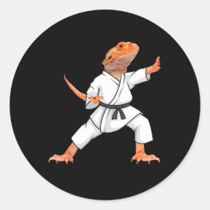 Funny Bearded Dragons Doing Karate Samurai Ninja L Runder Aufkleber