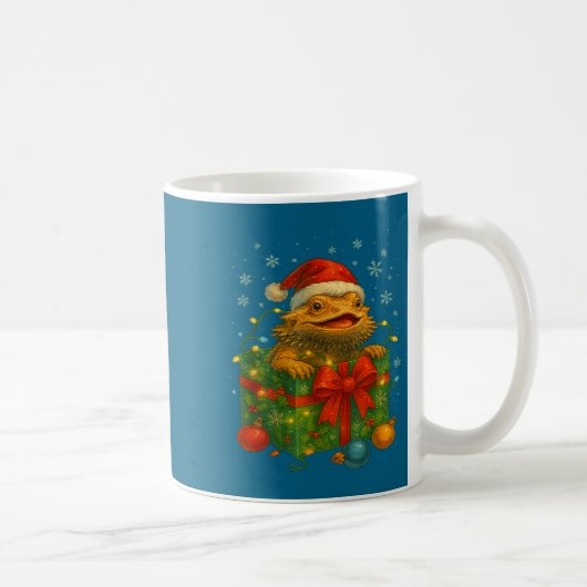 Funny Bearded Dragons Santa Christmas Tree Lights Kaffeetasse (Rechts)