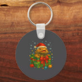 Funny Bearded Dragons Santa Christmas Tree Lights  Schlüsselanhänger (Vorderseite)