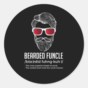 Funny Bearded Funcle Definition Novelty Runder Aufkleber