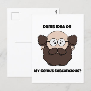 Funny Bearded Professor Cartoon, Genie oder Dumb Postkarte