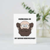 Funny Bearded Professor Cartoon, Genie oder Dumb Postkarte (Stehend Vorderseite)