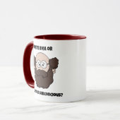 Funny Bearded Professor Cartoon, Genie oder Dumb Tasse (Vorderseite Links)