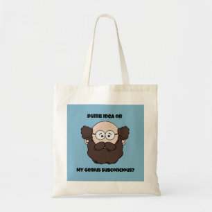 Funny Bearded Professor Cartoon, Genie oder Dumb Tragetasche