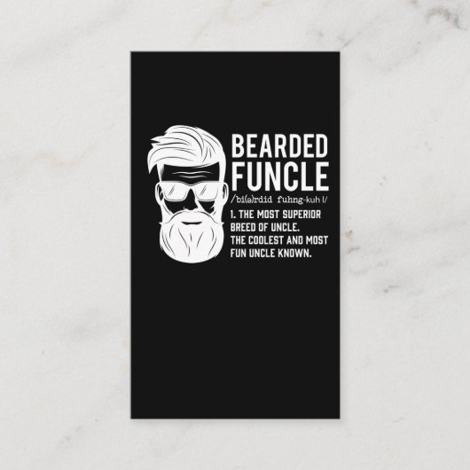 Funny Bearded Uncle Definition Mustache Spaß Visitenkarte (Vorderseite)