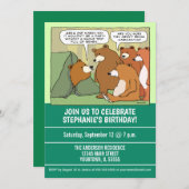 Funny Bears Außerhalb Zelt Geburtstagsparty Einladung (Vorne/Hinten)