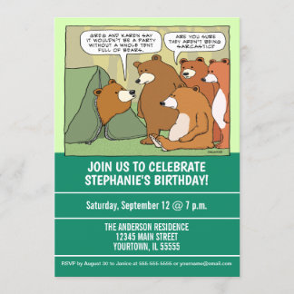Funny Bears Außerhalb Zelt Geburtstagsparty Einladung