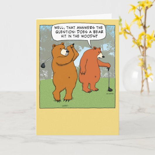 Funny Bears Golfing Birthday Karte (Gelbe Blume)