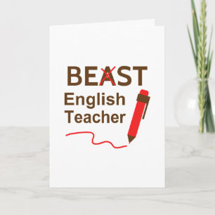 Funny Beast oder Best English Teacher Dankeskarte